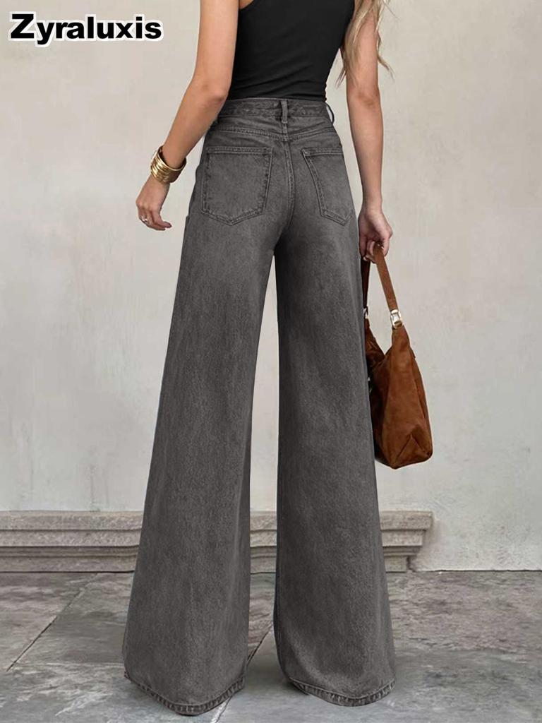 Elastic Denim Jeans Women's Long Pants Wide Leg Pants Stock