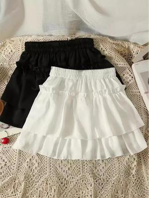 Mädchen Flauschiger Rüschenrock mit Sicherheits-Shorts - Vielseitig für Frühling, Sommer und Herbst