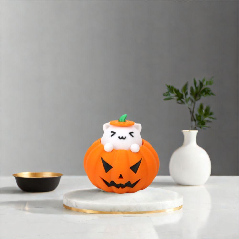Exquisite Toy Figures Cute Miniature Sculpture Funny 3D Printed Pumpkin Cat Statue  Party