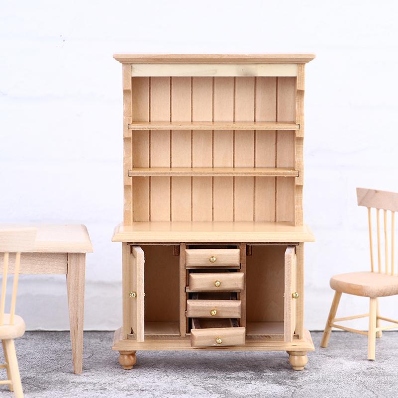 1:12 Dollhouse Miniature Wood Display Cupboard Shelf Cabinet Decoration Painted