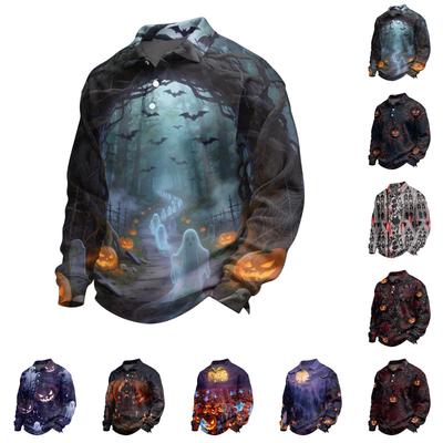 Men's Halloween Themed Long Sleeve Top with Print