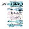 Distressed Kitchen Wall Art Rustic Wooden Hanging Sign for Decor, Cutlery Design Dining Room with Inspirational Family Slogan & Lanyard Farmhouse Home