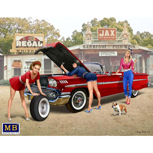 Master Box 1/24 Scale Pin-Up Series 1960s Girls Legend Embarking on a New Adventure, Set of 3 Plastic Model Kits, MB24082