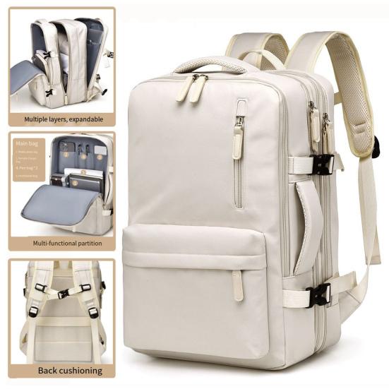 Expandable Travel Backpack Large Capacity Carry-on Backpack with USB Charging Port 15.6 Inch Laptop Backpack Weekender Daypack