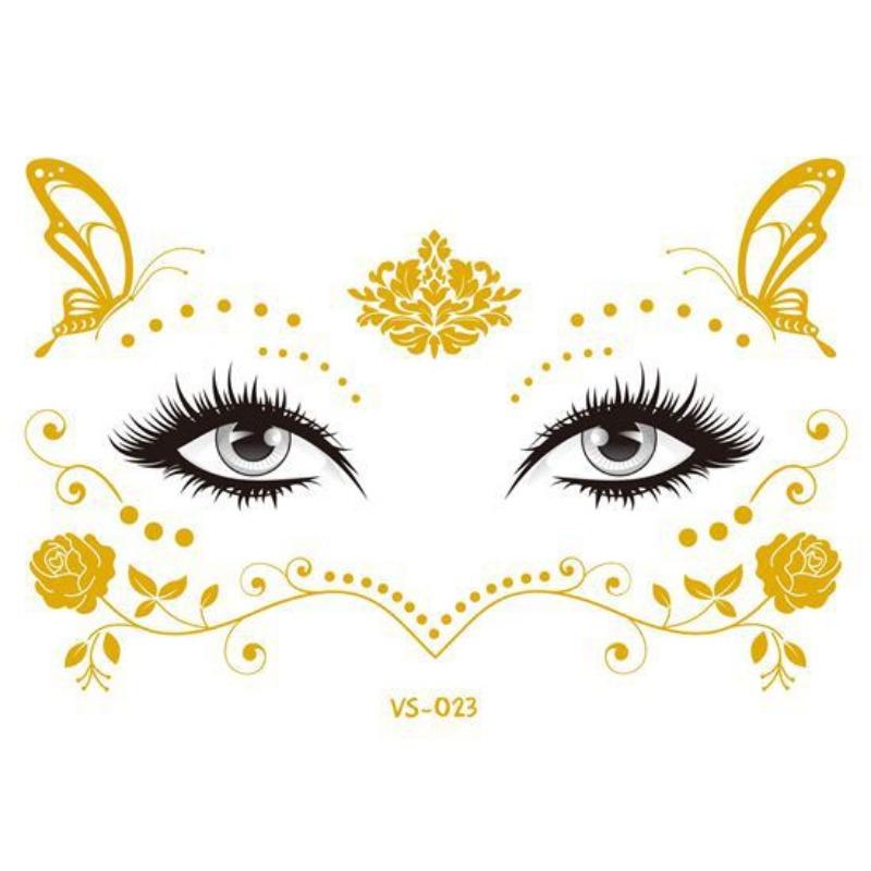 Frauen Temporäre Tattoo Aufkleber Erdbeere Blume Schmetterling Wasserdicht Gesicht Aufkleber Stirn Auge Musik Festival Gesicht Aufkleber
