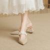 Baotou Sandals Women's Summer Word with Thick Heels Single Shoes Fashion Temperament Pointed High Heels