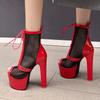 Women's high-heeled sandals sexy European and American style waterproof table thick heel large size hollow fish mouth shoes