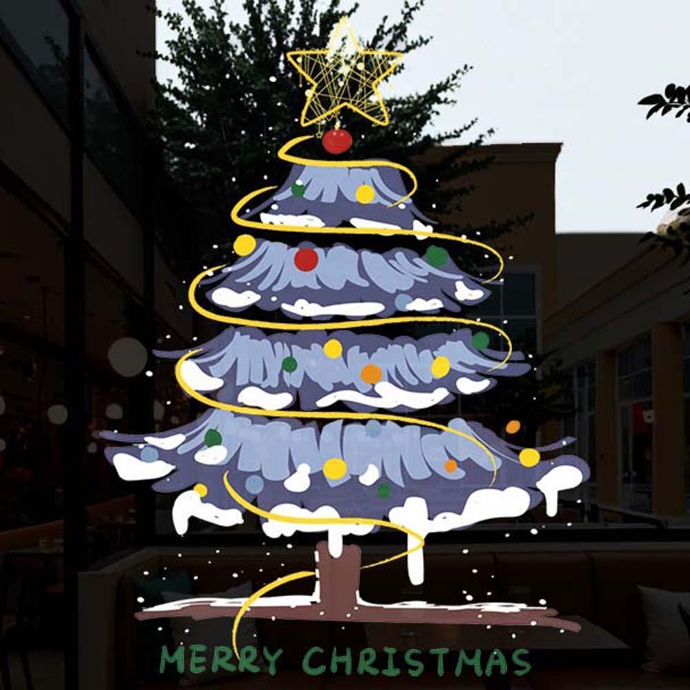 

Waterproof Glass Electrostatic Film Over Size PVC Festival Stickers Christmas Tree Stickers Shop Style 3
