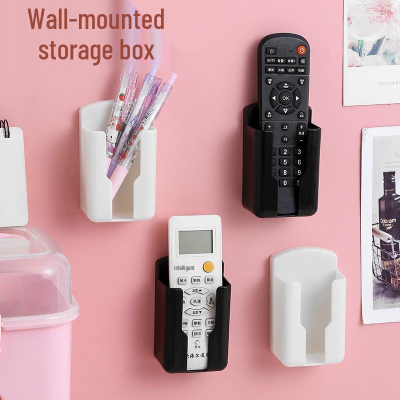 

Punch-Free Wall-Mounted Remote Control Holder with Buckle Design for TV and AC Multifunctional Wall-Mounted Storage Box [White]