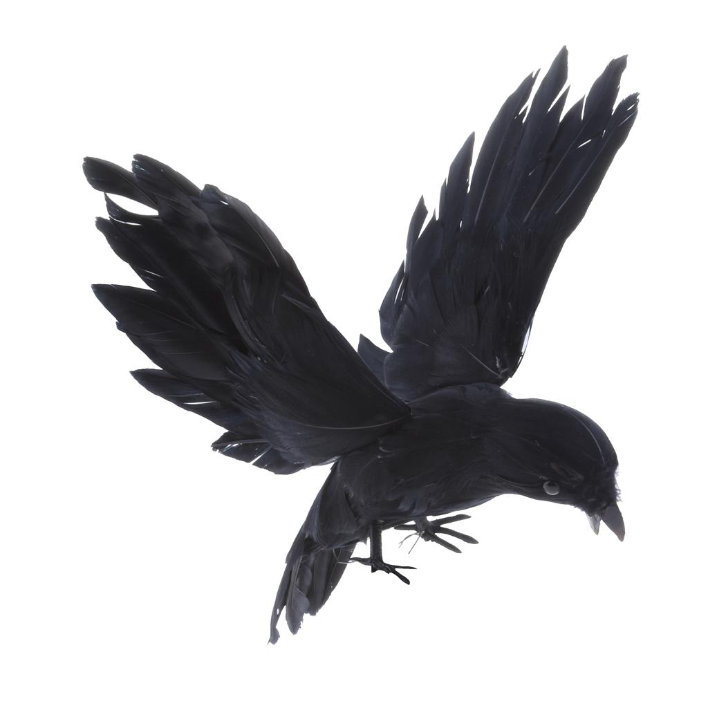Decorative Crow Artificial Bird Realistic Feather Prop for Garden Animal Home Yard Christmas Party Decor