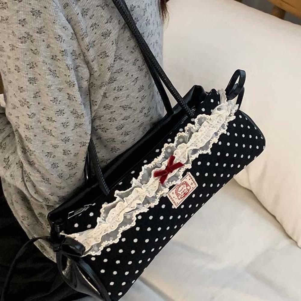 Lace French Stick Handbag Sweet PU Shoulder Bag All-match Polka Dot Underarm Bags Work