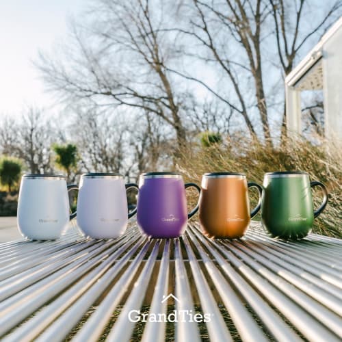 GRANDTIES Premium Vacuum Insulated Mug, 460ml, Available in 19 Colors, with Easy-Open Sliding Lid, Stainless Steel Double-Wall Vacuum Insulation, and