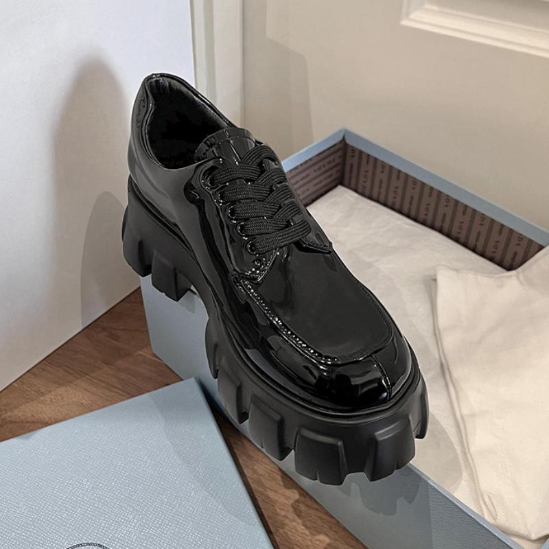 Lace-up Thick-soled Loafers, Spring and Autumn Women's Shoes, Oxford Shoes, Fashion Designer Sports and Casual Shoes