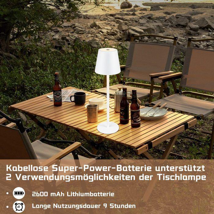 Lampe de table LED - NETTLIFE - Rechargeable - Batterie sans fil - Tactile d'intensité variable - IP54