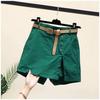 2024 Korean Style Slimming Linen-Cotton Elastic Waist Slit Shorts for Women