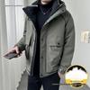 2025 Herr Vinterjacka med Huva: Trendig arbetsjacka för utomhusbruk