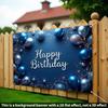 2D Navy Blue Happy Birthday Backdrop for Men Boys Party Photo Booth