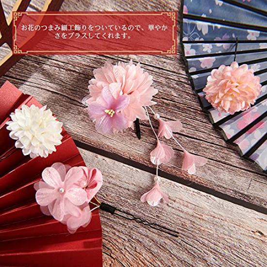OTAKUMARKET Hair Accessories Set (4 pieces) for Yukata, Shichi-Go-San, Coming-of-Age Ceremony, Hakama, Kimono, Furisode, Traditional Japanese