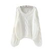 Korean Style Lantern Sleeve Knit Pullover Sweater - Women's Autumn/Winter Fashion