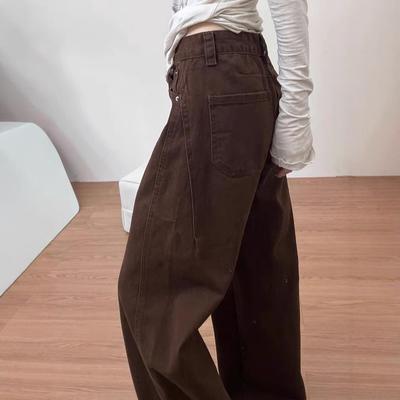 Scimitar Jeans for Women In Autumn and Winter High Waist Slimming Drooping Loose and Versatile Wide-leg Floor Trousers