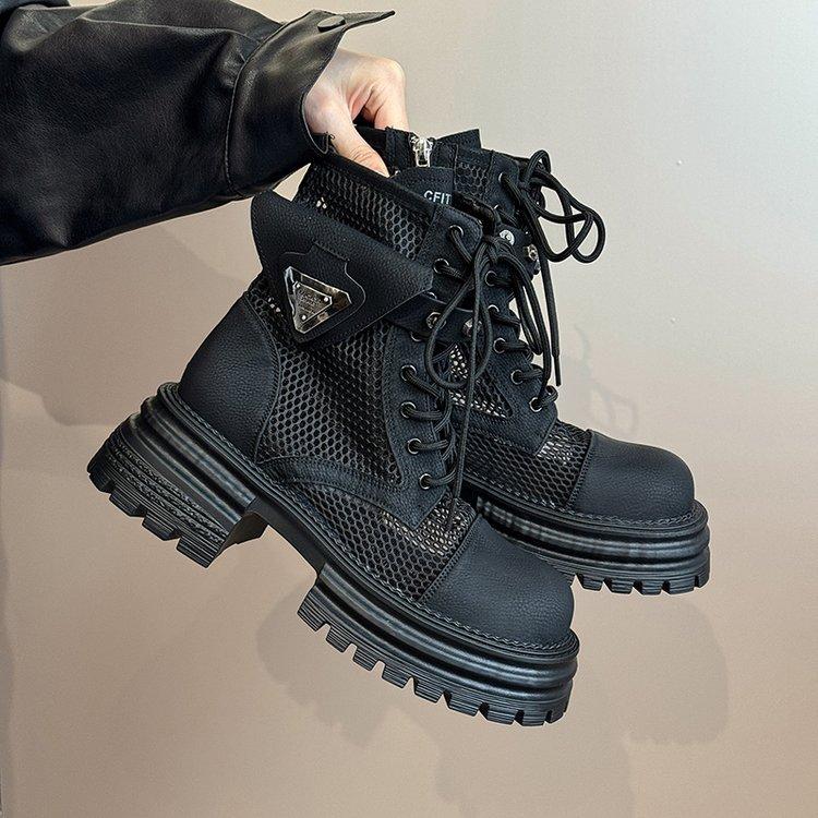 

[youshilai] Thick-soled hollow Martin boots breathable mesh cool boots 2025 summer thin short boots mesh boots 35