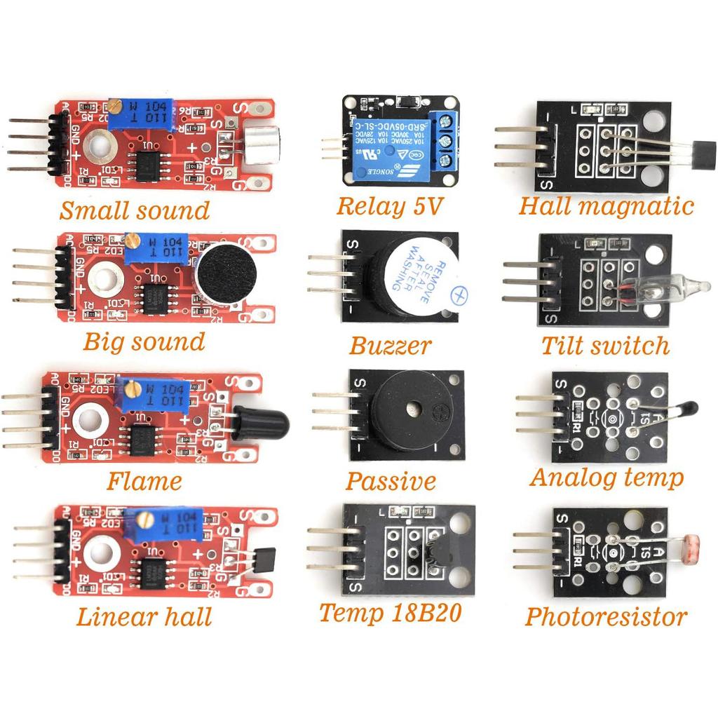 37 Sensors Assortment Kit 37 Sensors Kit Sensor Starter Kit for Arduino Raspberry Pi Sensor Kit 37 In 1 Robot Projects Starter