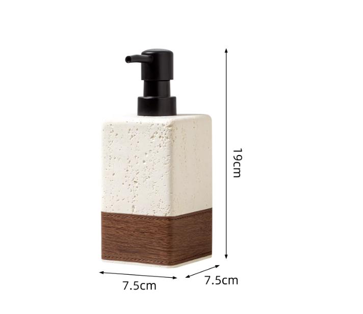 Sandstone Soap Dispenser, Bathroom Supplies, Shampoo Bottle, Container, Splicing Leather Wood Grain Decorative Lotion Bottle