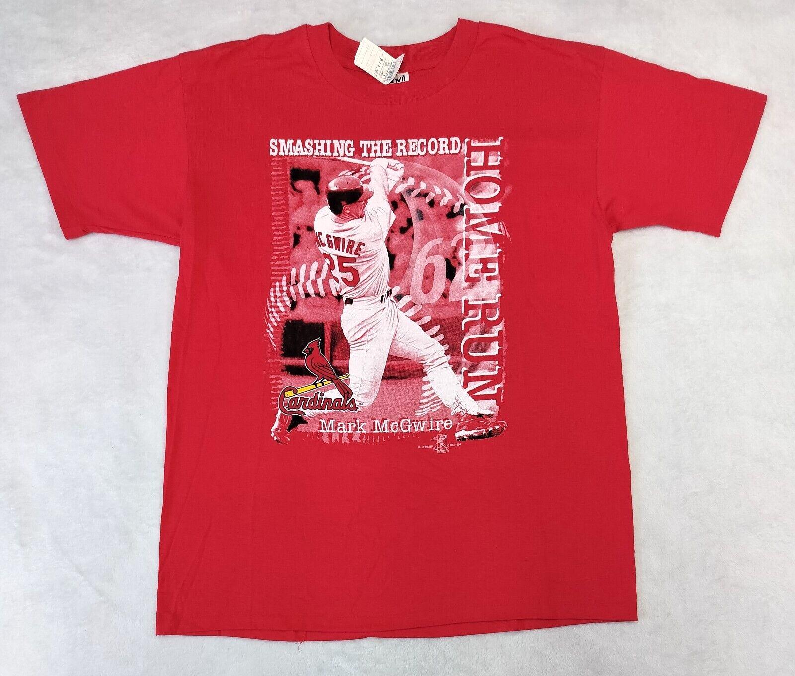 Vintage Mark McGwire T-Shirt L 1998 St. Louis Cardinals Red Single Stitched NWT M
