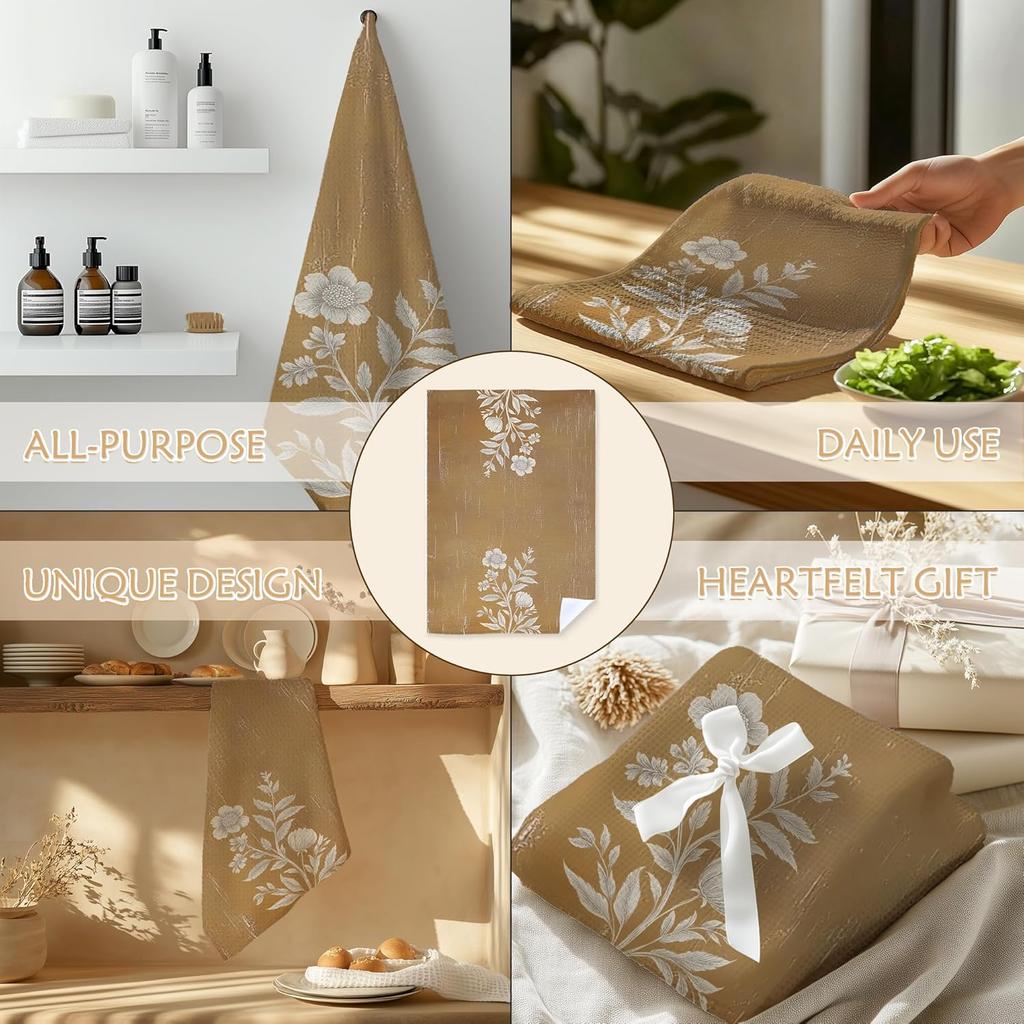 Vintage Floral Kitchen Towels Set of 2, Floral Decorative Dish Towels, Boho Decorative Hand Towel, Fall Decor Kitchen Towel, Fall Decor for Bathroom,
