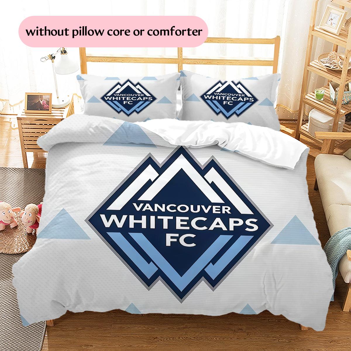 Vancouver Whitecaps FC logo Pattern Bedding Home Decoration Birthday Gift (1 * duvet cover + 2 * pillowcase, without core) 135x200cm