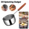 Wooden Handle Milk Pan Long-handled Oil Splashing Gadget  for Preventing Hot Oil From Scorching