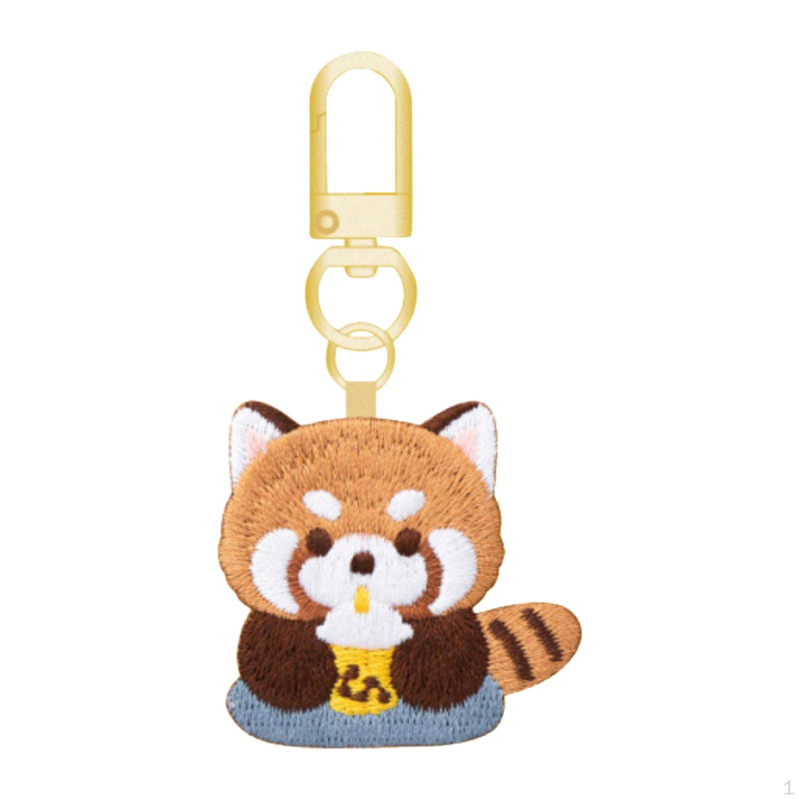 

Embroidered Red Panda Keychain for Birthday, Valentine's Day Milk Tea
