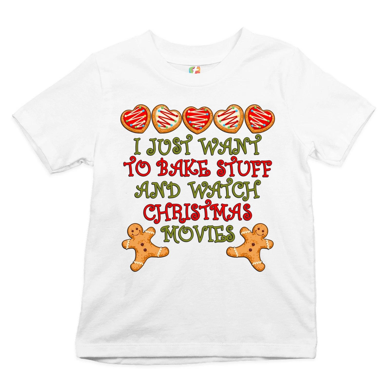 

I Just Want to Bake Stuff and Watch Christmas Movies Youth kids boys T-Shirt Xmas Kids 100