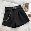 Casual Comfortable Elegant Shorts with Belt Women's Slim Wide Leg A-line Shorts