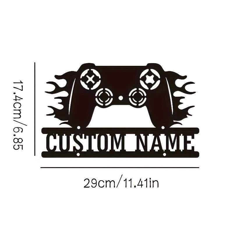 Gamer Name Metal Wall Art Personalized Hollow Iron Sign Home Office Gift  Metal Game Controller Wall Art Custom Name Hollow Iron Decor Housewarming