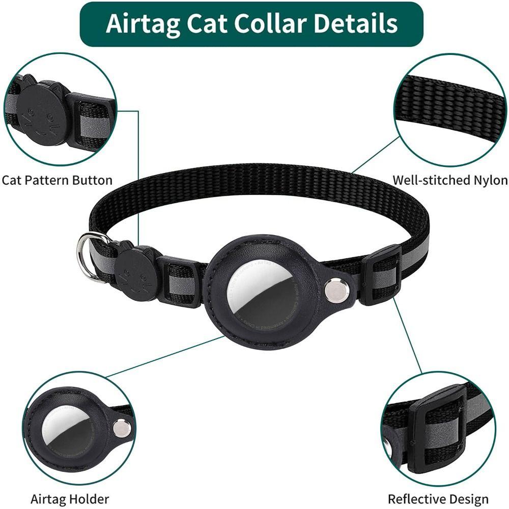 Detachable Bell Cat Collar with Reflective Strip Pet Tracker Accessories Pet Collar for AirTag