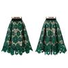 Crochet Hollow Out Flowy Patterned Lace Skirt Casual High Elastic Waist Below Knee Skirt Women's A Line Skirts Elastic Waist Skirts