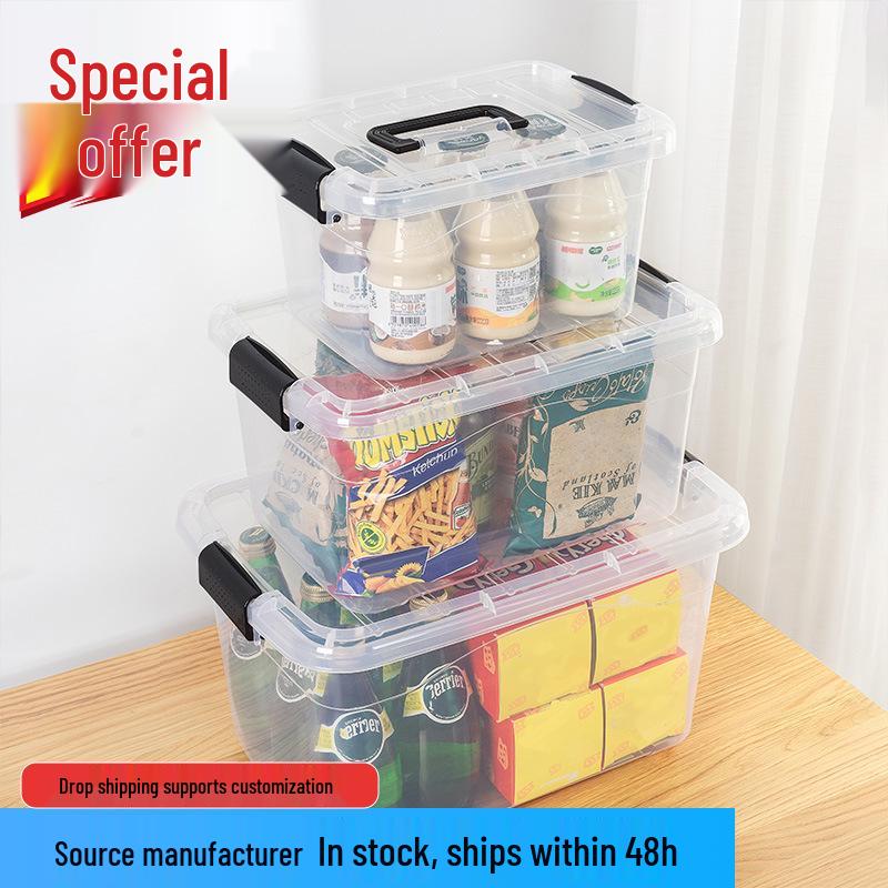 Clear Plastic Storage Organizer with Lid - Portable Handheld Box for Desktop & Toy Organization