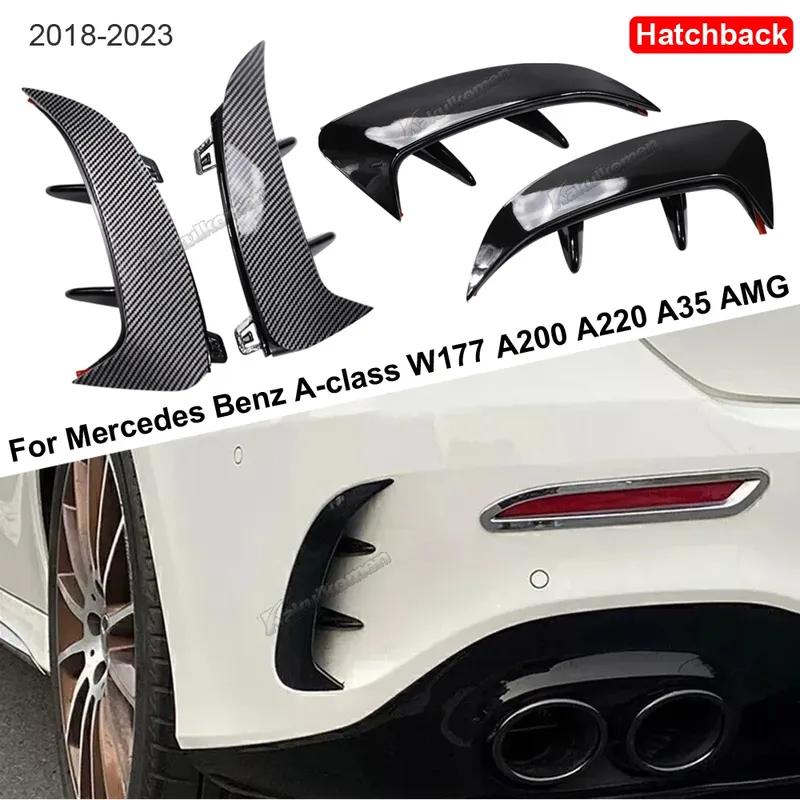 For Mercedes Benz A Class W177 A200 A220 A35 AMG Hatchback 2018-2023 Rear Bumper Trim Lip Spoiler Stickers Fender Glossy Black