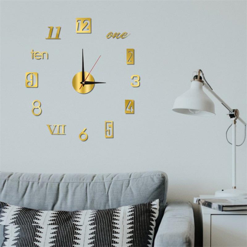 3D Acrylic Wall Clock Creative Mirror Watch Wall Hanging DIY Silent Clock Mirror Clock