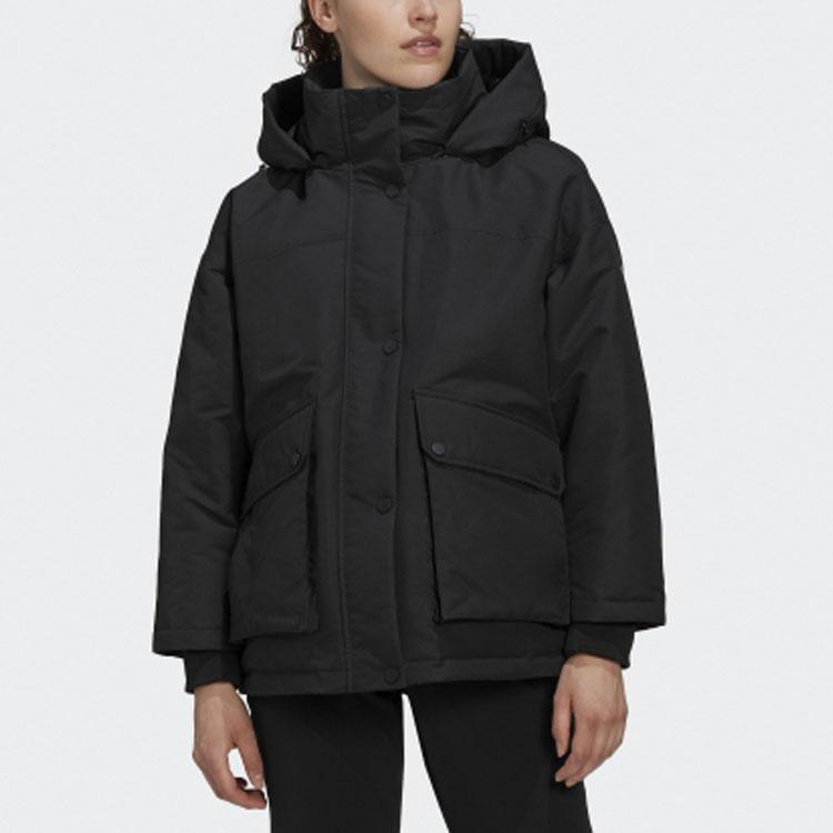 adidas Outdoor Sports Warm Hooded Down Jacket Women Jackets Black GE9990