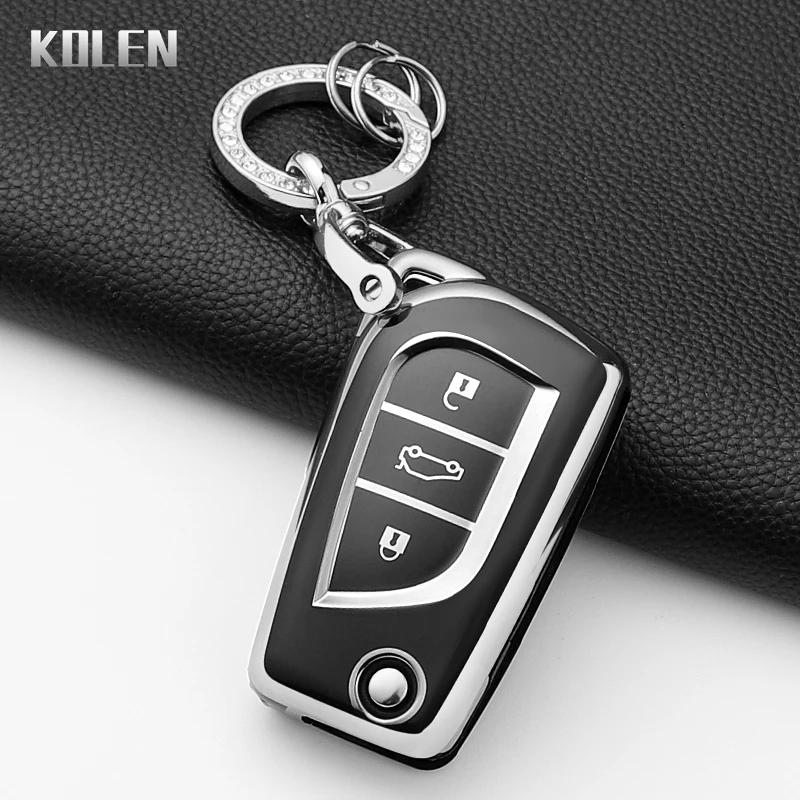 For Toyota Aygo Yaris Highlander Camry Rav4 Corolla Land Cruiser Prado Fashion Tpu Car Key Case Cover Protected Keychain Fob Bag