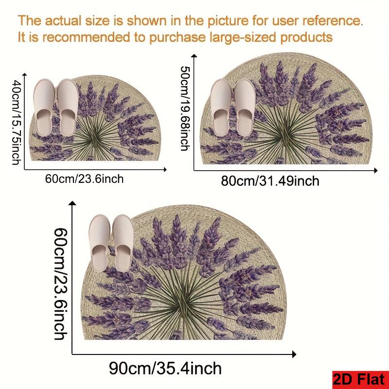 1Pcs Lavender Sprig Semi Circle Welcome Doormat Non-Slip for Outdoor Patio Porch Kitchen Bathroom Entryway Floor Mat