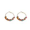 Silver needle pearl glass colored winding earrings dopamine sweet temperament earrings niche high-end fashion earrings