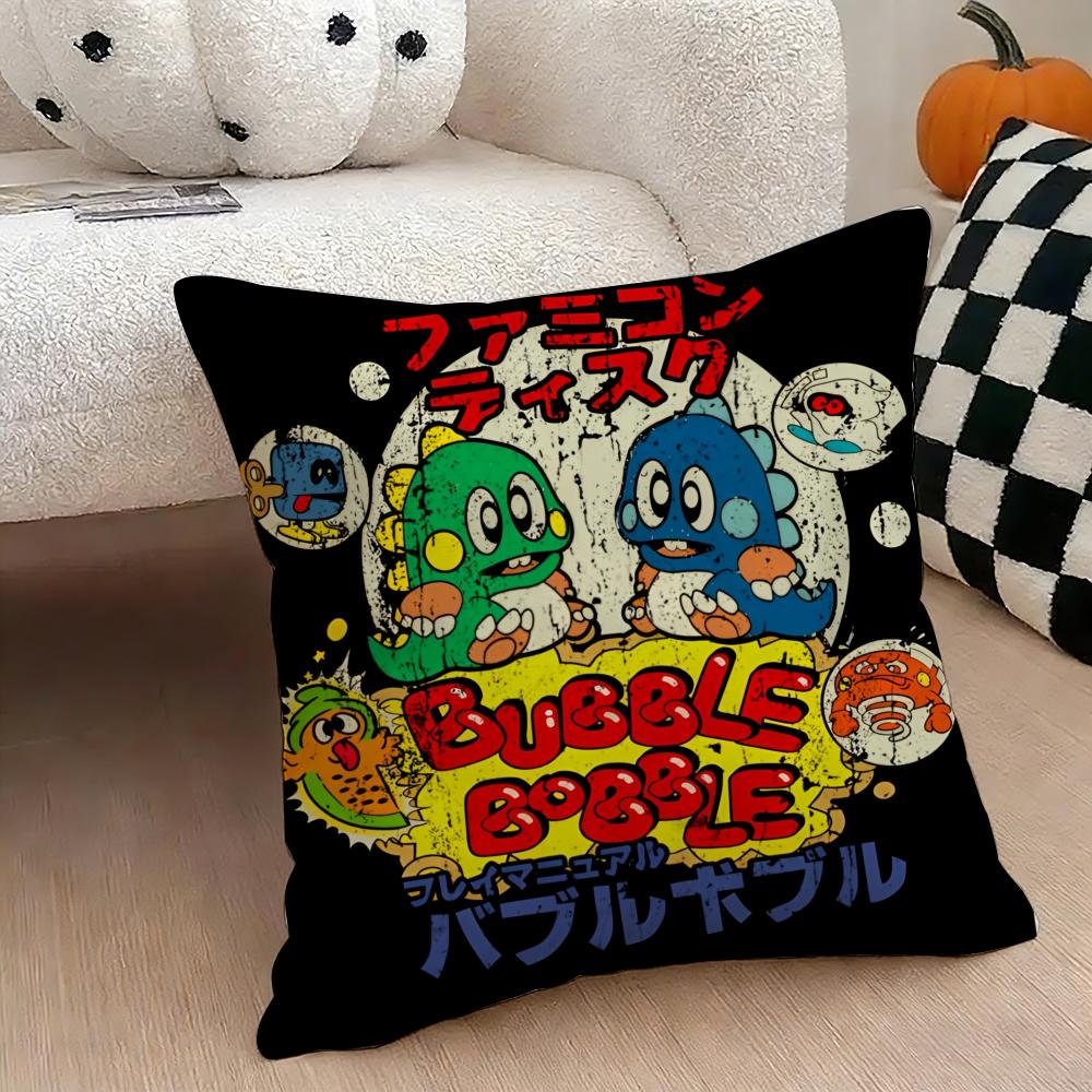 Game BBubbles Bobble Cushion Cover Natural Linen Double Sided Print Throw Pillow Case for Sofa Couch Home Decor