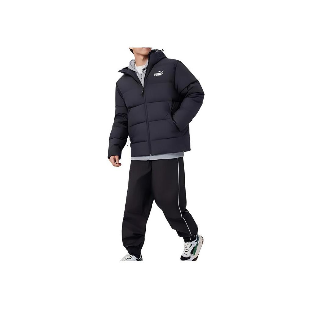 Puma Letter Print Casual Hooded Down Jacket Men Outerwear Black 672411-01