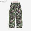 ZANZEA Women Casual Elastic Waist Loose Camouflage Print Cargo Pants
