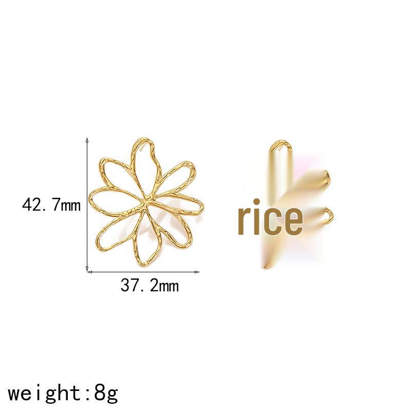 Trendy Hammered Titanium Steel Earrings: Heart, Flower & Lava Designs