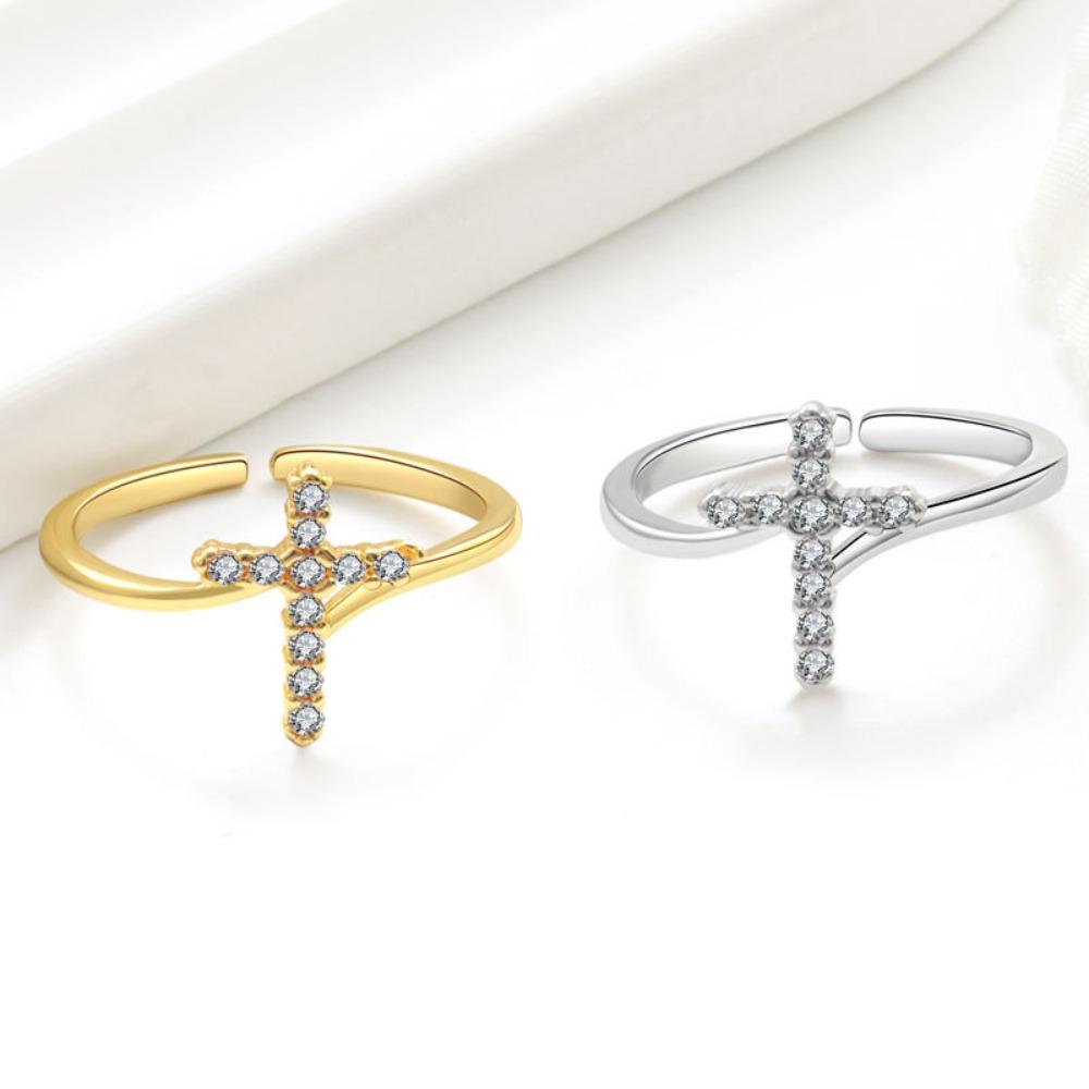 Luxury Trend Super Flash Micro-inlay Zircon Winding Cross Adjustable Opening Rings for Women Stainless Steel Finger Jewelry Gift
