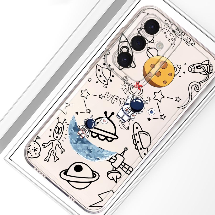Kreslený roztomilý pouzdro astronaut pro Samsung Galaxy A34 A35 A14 A16 A56 A50 A54 A15 A55 A23 A36 A13 A33 A52 A25 A51 A52 A31 A26 A24